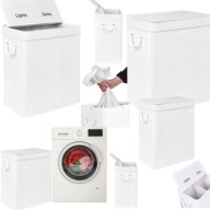 KOSZ BAMBUSOWY NA PRANIE Z POKRYWĄ SOREN 100L-BIAŁY, Z PODZIAŁEM NA KOLORY