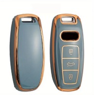 Szaro-złote etui na kluczyk AUDI A8 E-tron Q5 Q7 Q8 C8 SQ8 A1 A3 A4 A6 A7