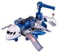 Samolot Policyjny Rozkładany XXL Policja Auto Dźwig Parking Światło Dźwięk