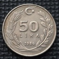 *TURCJA [0086]*50 Lir (Lira)1986 (Lira turecka) Rośliny Gałąź oliwna Kłosy
