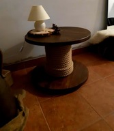 Stolik drewniany ze szpuli, ława drewniana loft.