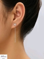 Kol0092 Kolczyki stal wiszące kwiatek kryształki