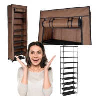 SZAFKA SKŁADANA TEKSTYLNA Z PÓŁKAMI NA BUTY STOJAK REGAŁ ORGANIZER PÓŁKI