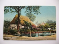 ZAGINIONY ŚWIAT CHŁOPSKA CHATA NAD STAWEM przedwojenna POCZTÓWKA
