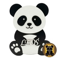 Lampka Nocna LED z Imieniem Dziecka – PANDA | Drewniana | Personalizowana