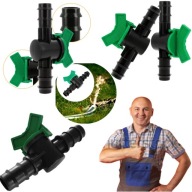 ZAWÓR ODCINAJĄCY 16X16MM Z DWOMA WYTKAMI DO WĘŻA NAWADNIACZA KROPLUJĄCEGO