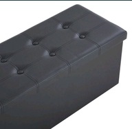 Składana Pufa Siedzisko Podnóżek kolor CZARNY