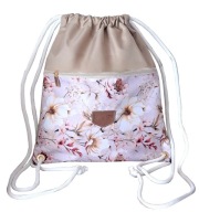 Worek plecak 2 kieszenie na zamek , kwiaty HABILE design bag