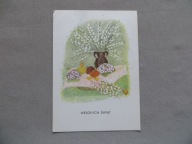 MARIA SCHWARTZ-SCHIER WESOŁYCH ŚWIĄT BAZIE PISANKI PISKLAKI 1974 POCZTÓWKA