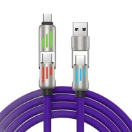 4w1 kabel USB , USB C ,Lighting, USB A FIOLETOWY IPHONE