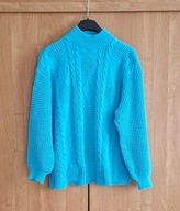 Damski klasyczny turkusowy ciepły sweter półgolf 48/50