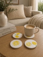 Podstawki pod Kubki Cytryny Lemon Dekoracja Stołu Boho