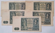 Zestaw Banknotów 50 zł 1941 rok A B C D E - Komplet Serii