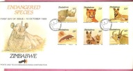 Afryka Pd 1989 FDC Zimbabwe, fauna nosorożec,gepard,lykaon,hiena, Mi 15€.