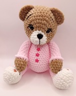 Miś w piżamce 32 cm szydełko, GOTOWY DO WYSYŁKI, prezent