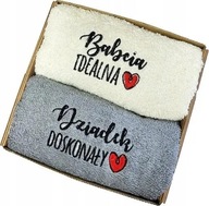 Zestaw Prezentowy dla Babci i Dziadka Ręczniki Kubki Pudełko Dzień Babci