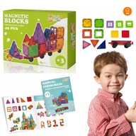 KLOCKI MAGNETYCZNE KONSTRUKCYJNE EDUKACYJNE 3D UKŁADANKA DUŻY ZESTAW 45SZT