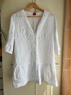 36 38 40 Tiffi biała lniana tunika bluzka oversize