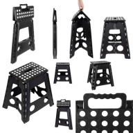 TABORET STOŁEK SKŁADANY ANTYPOŚLIZGOWY PRZENOŚNY PODEST STOPIEŃ CZARNY 39CM