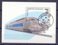 Rep. Malgaska (Madagaskar) bloczek z pociągiem kasowany