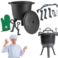 KOCIOŁEK ŻELIWNY 8L SILESIA EMALIA GARNEK MYŚLIWSKI OGNISKO SOLIDNY 12KG