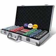 ZESTAW DO POKERA WALIZKA TEXAS 300 ŻETONÓW GRA POKER BLACKJACK KOŚCI KARTY