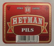 STARA ETYKIETA PIWO JASNE HETMAN PILS BROWAR KRASNYSTAW