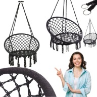 HUŚTAWKA OGRODOWA METALOWA WISZĄCA CZARNA Z OPARCIEM BOCIANIE GNIAZDO 150KG