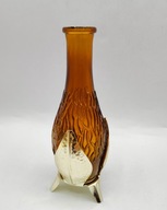 Wazonik z brązowego szkła na metalowych nóżkach karafka 1z2