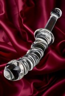 Dildo Szklane 22 cm Orgazm Prążkowane Analno - Pochwowe Dla Par Prezent