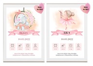 Metryczka w ramce A4 prezent pamiątka na urodziny dla dziecka +pakowanie