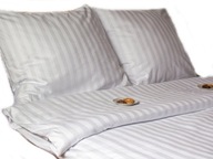 pościel z satyny 160x200 + 2x70x80 zamek S 01 adamaszek białe pasy