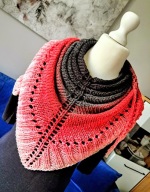 DUŻA CIEPŁA DWUSTRONNA "WALENTYNKOWA" CHUSTA OMBRE_CZARNO/CZERWONO/RÓŻOWA