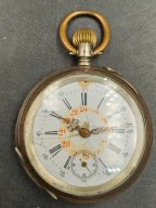 Stary zegarek kieszonkowy nakręcany Francja 6 kamieni do naprawy srebro 0.8