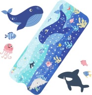 Mata do wanny, prysznic, antypoślizgowa, 100x40 cm wieloryb ocean rybki