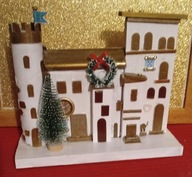 Domek zimowy, ozdoba, święta, dekoracja, wieniec, choinka