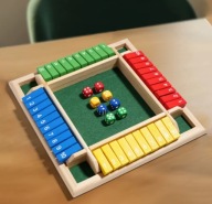 Drewniana Gra Planszowa w Kości – Shut The Box 4 Graczy, Edukacyjna Gra