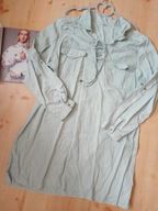 koszula bluzka miętowa zielona pastelowa 56 58 długi rękaw kołnierzyk