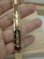 Złota bransoletka męska/damska – szeroka grawerowana listek pozłacana