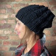 Czapka zimowa wełniana beanie handmade czarna