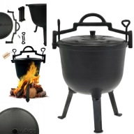 PALENISKO KOCIOŁEK ŻELIWNY 8L MYŚLIWSKI NA OGNISKO STOJAK