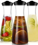 3 Karafki szklane 1000ml na wodę z pokrywą