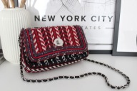 Torebka czerwona granatowa pleciona boho Parfois