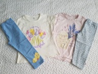 Pepco 2 bluzki kwiatki i królik legginsy 2szt niebieskie roz 134