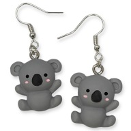 Kolczyki MIŚ Koala Misie Koale Żywiczne PREZENT Słodkie Szare Prezent