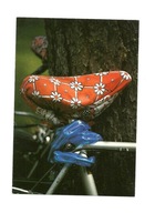 Pocztówka - Siodełko rowerowe w czerwieni + kwiatki