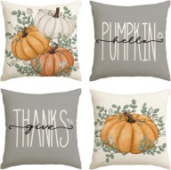 Poszewki jesienne 50x50 zestaw 4 dynie Pumpkin Hello dekoracyjne
