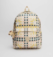 Kipling plecak szkolny damski w kratkę A4 kolorowy tornister