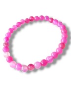 AG65 - Bransoletka kamienie AGAT różowe 16-17 cm