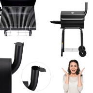 GRILL WĘGLOWY OGRODOWY DUŻY ZAMYKANY Z POKRYWĄ KOMINEM TERMOMETR PÓŁKI